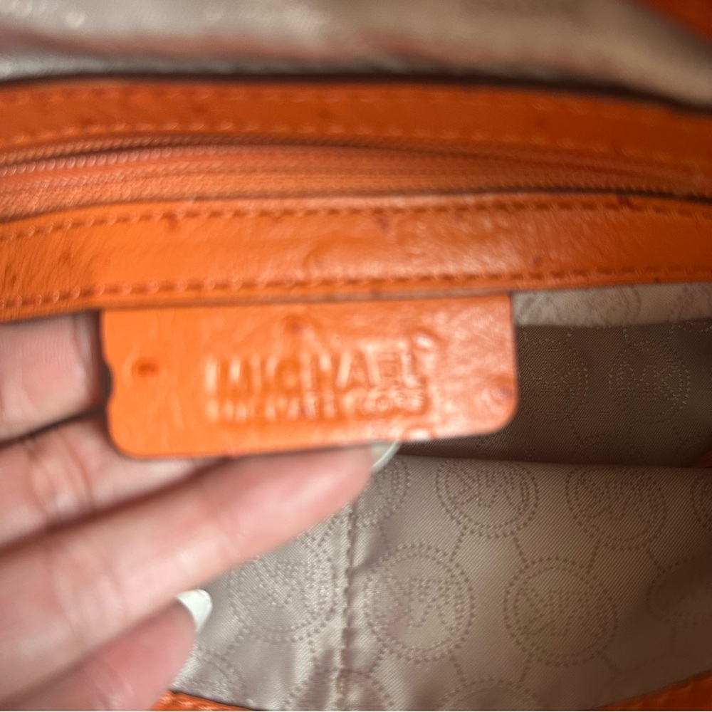NWOT Michael Kors Orange Ostrage Embossed Leather Shoulder Bag with Gold Accents - Picture 9 of 12